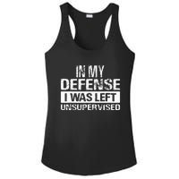 In My Defense I Was Left Unsupervised Funny Retro Vintage Ladies PosiCharge Competitor Racerback Tank