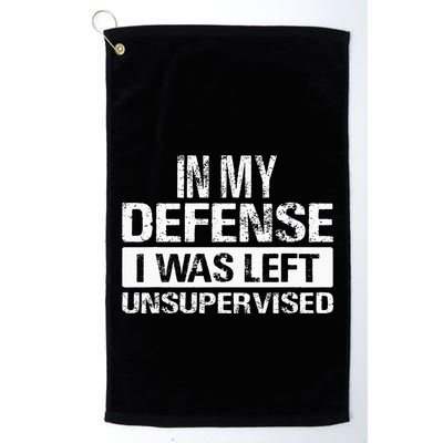 In My Defense I Was Left Unsupervised Funny Retro Vintage Golf Towel