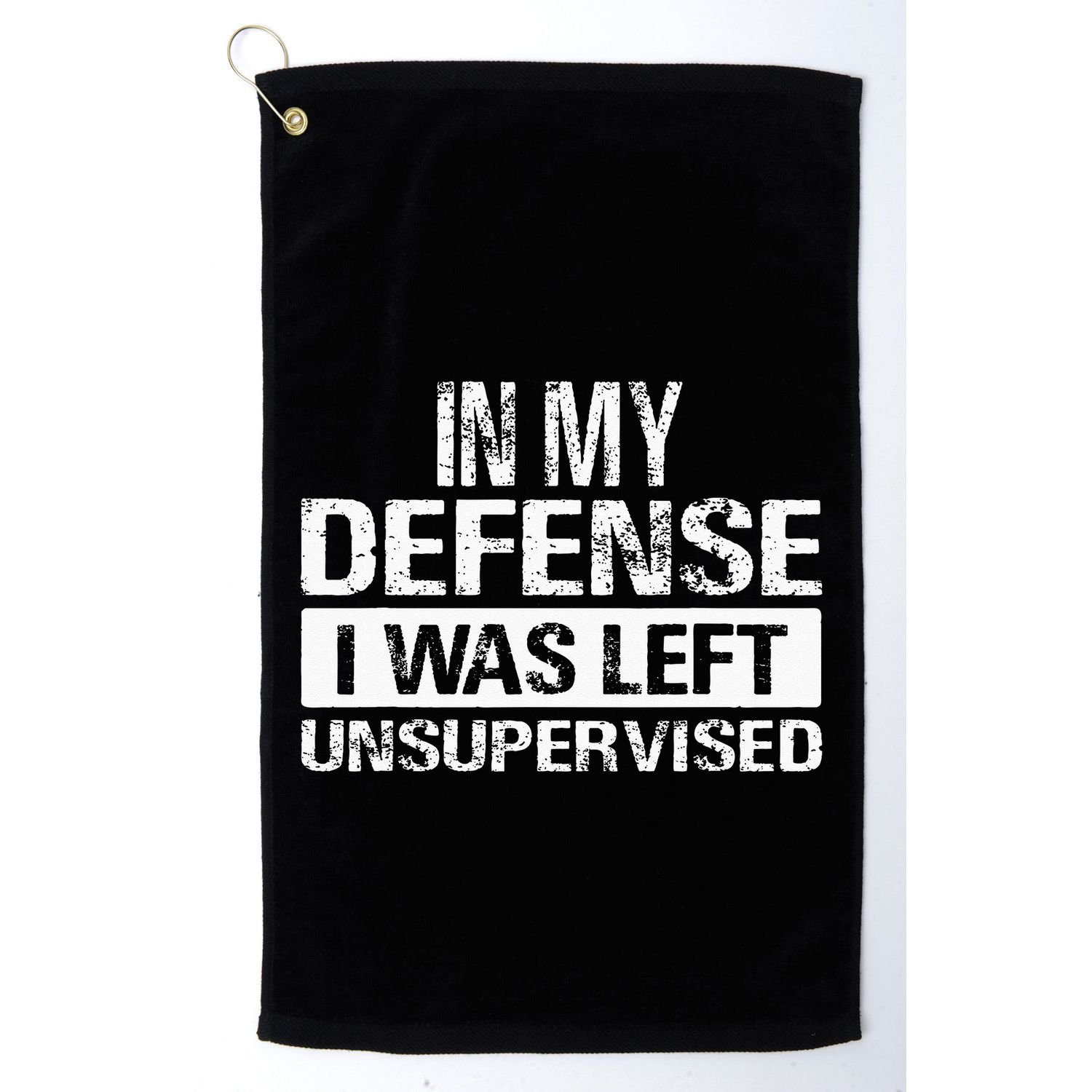 In My Defense I Was Left Unsupervised Funny Retro Vintage Golf Towel