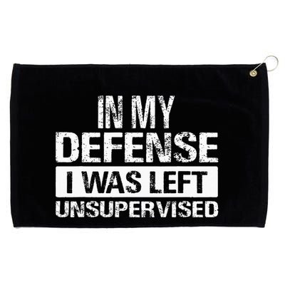 In My Defense I Was Left Unsupervised Funny Retro Vintage Grommeted Golf Towel
