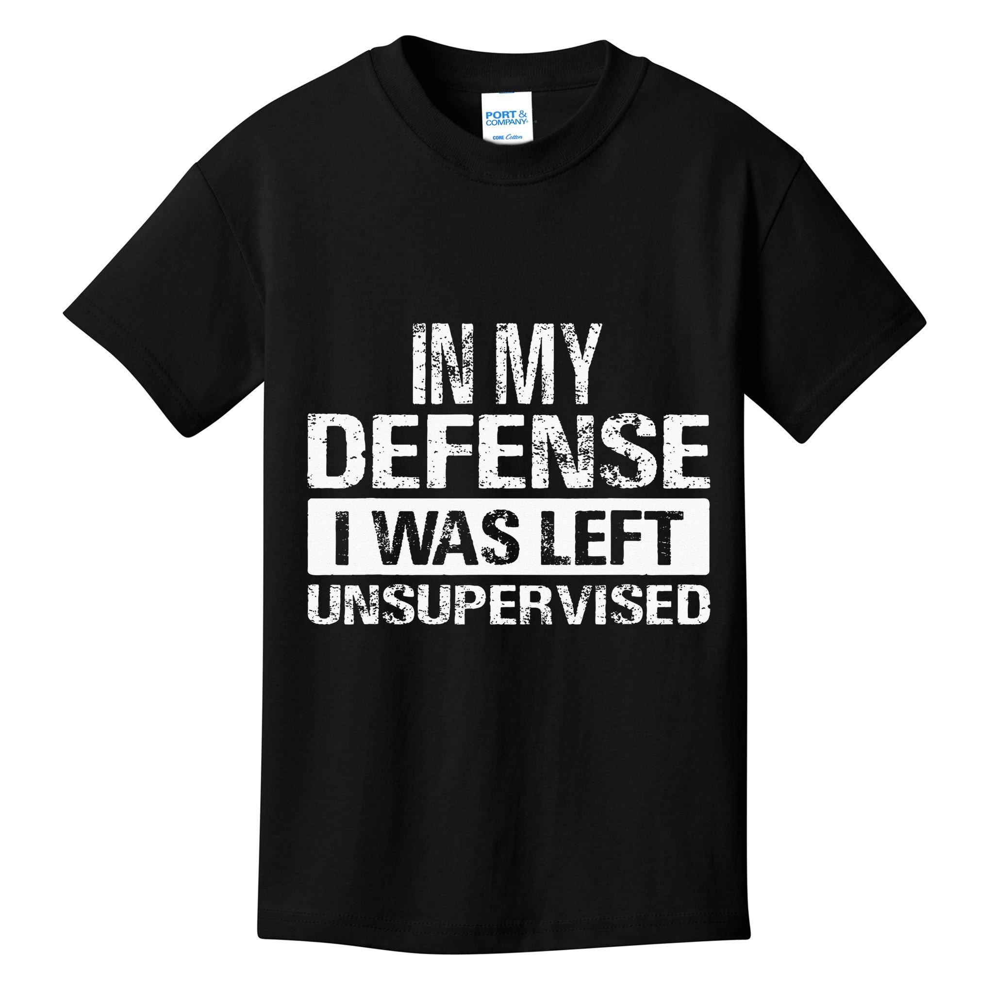 In My Defense I Was Left Unsupervised Funny Retro Vintage Kids T-Shirt