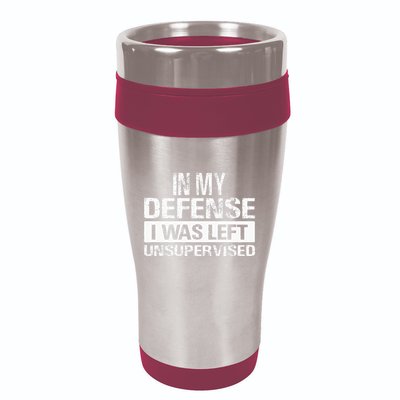 In My Defense I Was Left Unsupervised Funny Retro Vintage 16oz Travel Tumbler