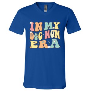 In My Dog Mom Era For Dog Mama Lover Christmas Groovy Retro Cool Gift V-Neck T-Shirt