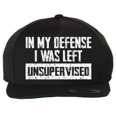In My Defense I Was Left Unsupervised Cool Funny Wool Snapback Cap