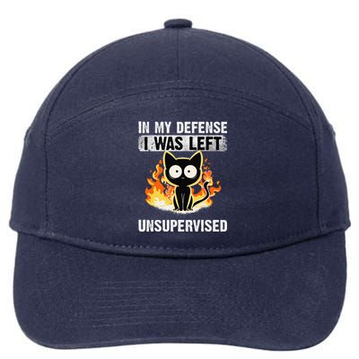 In My Defense I Was Left Unsupervised Black Cat Humoristic 7-Panel Snapback Hat