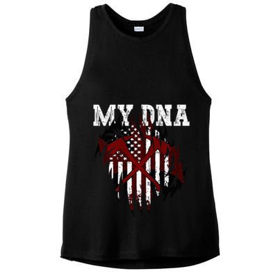 In My Dna Ripped Design Braveheart Firefighters Ladies PosiCharge Tri-Blend Wicking Tank