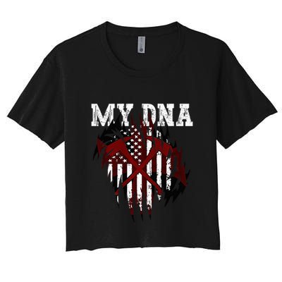In My Dna Ripped Design Braveheart Firefighters Crop Top
