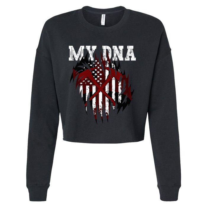 In My Dna Ripped Design Braveheart Firefighters Cropped Pullover Crew