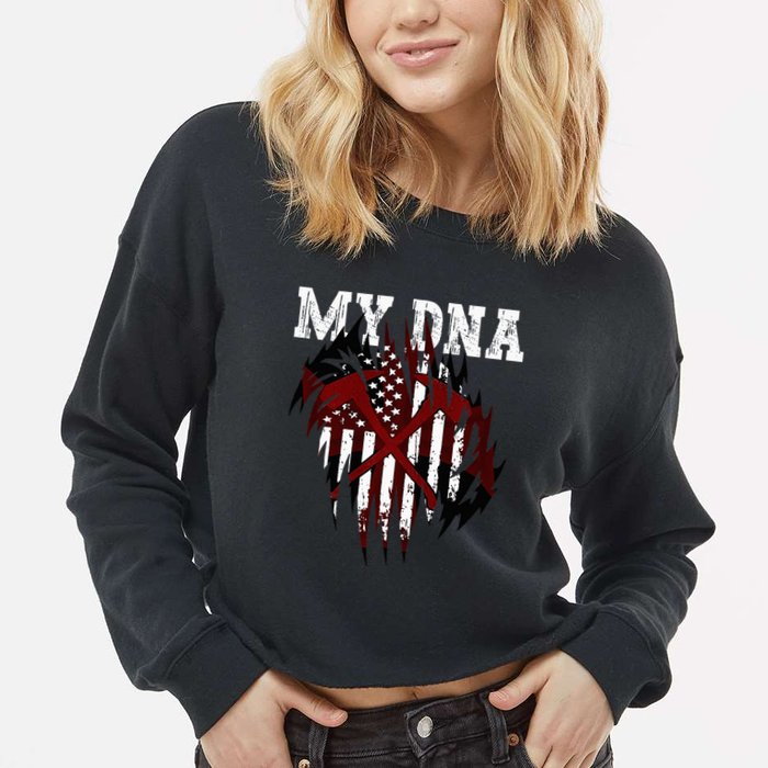 In My Dna Ripped Design Braveheart Firefighters Cropped Pullover Crew