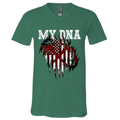 In My Dna Ripped Design Braveheart Firefighters V-Neck T-Shirt