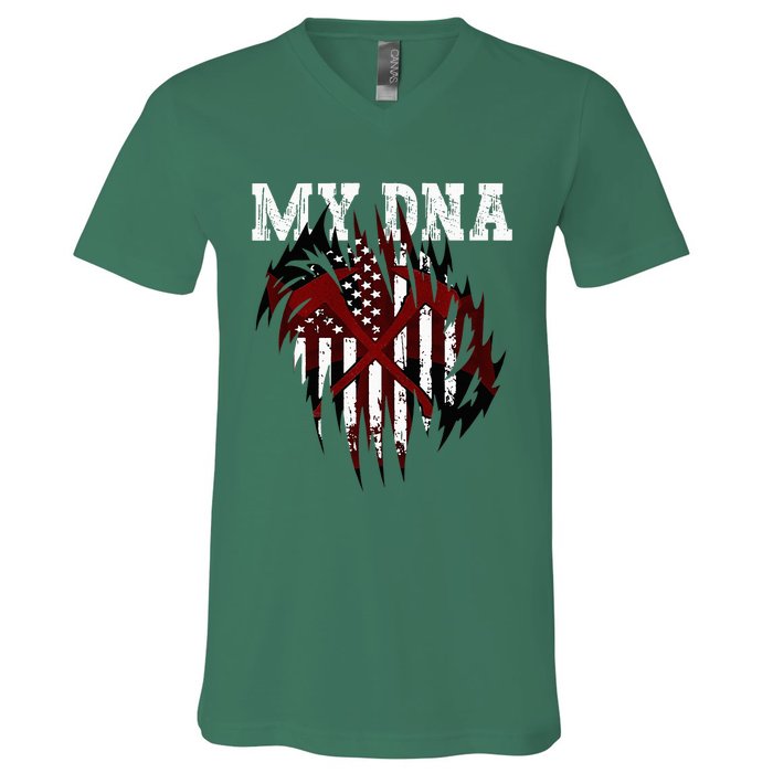 In My Dna Ripped Design Braveheart Firefighters V-Neck T-Shirt