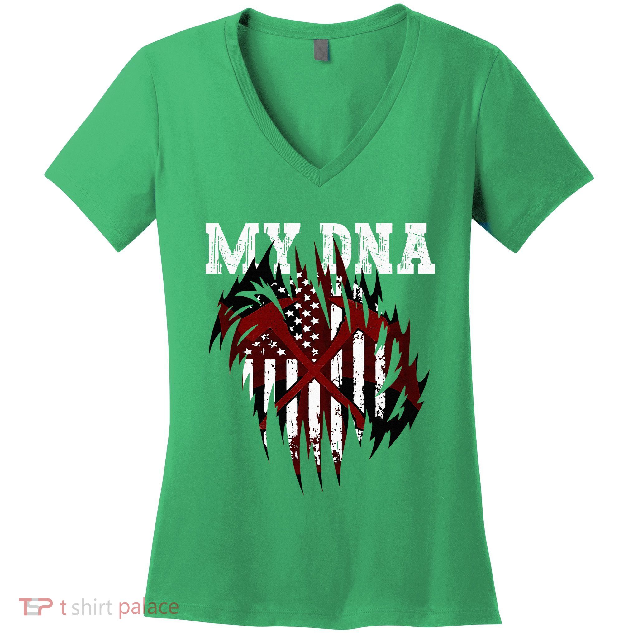 In My Dna Ripped Design Braveheart Firefighters Women's V-Neck T-Shirt