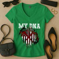 In My Dna Ripped Design Braveheart Firefighters Women's V-Neck T-Shirt