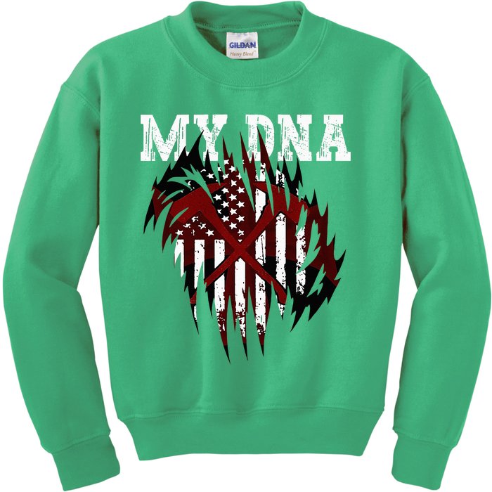 In My Dna Ripped Design Braveheart Firefighters Kids Sweatshirt