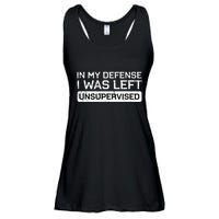 In My Defense I Was Left Unsupervised Funny Saying Ladies Essential Flowy Tank