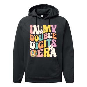 In My Double Digits Era Retro 10 Year Old 10th Birthday Performance Fleece Hoodie