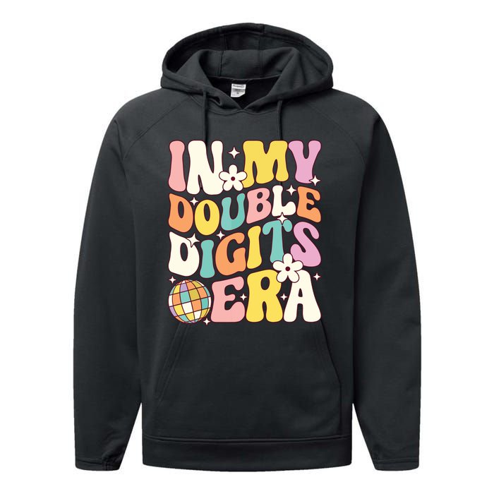 In My Double Digits Era Retro 10 Year Old 10th Birthday Performance Fleece Hoodie