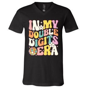 In My Double Digits Era Retro 10 Year Old 10th Birthday V-Neck T-Shirt