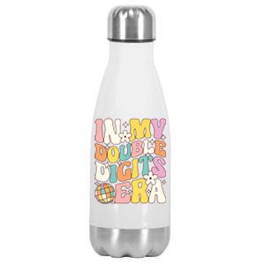 In My Double Digits Era Retro 10 Year Old 10th Birthday Stainless Steel Insulated Water Bottle