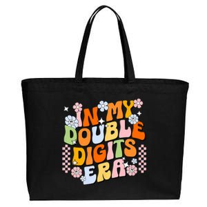 In My Double Digits Era Retro 10 Year Old 10th Birthday Girl Cotton Canvas Jumbo Tote