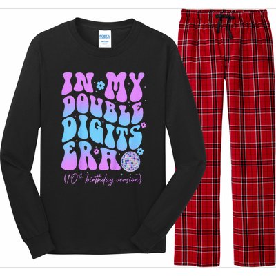 In My Double Digits Era Retro 10 Year Old 10th Birthday Long Sleeve Pajama Set