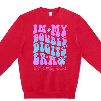 In My Double Digits Era Retro 10 Year Old 10th Birthday Premium Crewneck Sweatshirt