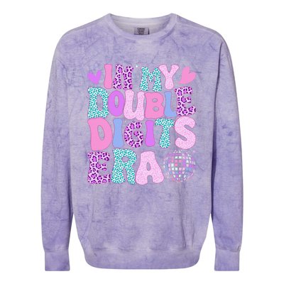 In My Double Digits Era Retro 10 Year Old 10th Birthday Girl Colorblast Crewneck Sweatshirt