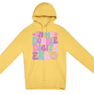 In My Double Digits Era Retro 10 Year Old 10th Birthday Girl Premium Pullover Hoodie