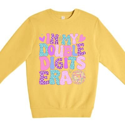 In My Double Digits Era Retro 10 Year Old 10th Birthday Girl Premium Crewneck Sweatshirt