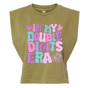 In My Double Digits Era Retro 10 Year Old 10th Birthday Girl Garment-Dyed Women's Muscle Tee