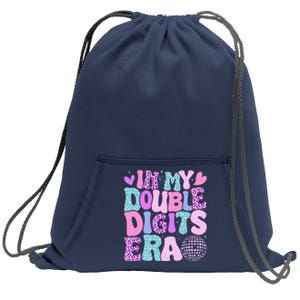 In My Double Digits Era Retro 10 Year Old 10th Birthday Girl Sweatshirt Cinch Pack Bag