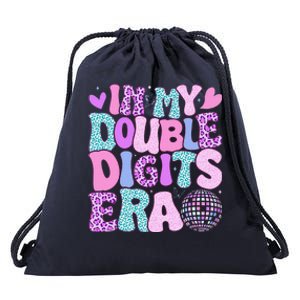 In My Double Digits Era Retro 10 Year Old 10th Birthday Girl Drawstring Bag