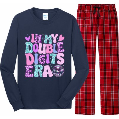 In My Double Digits Era Retro 10 Year Old 10th Birthday Girl Long Sleeve Pajama Set