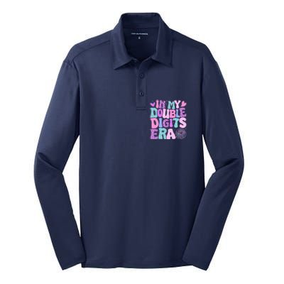 In My Double Digits Era Retro 10 Year Old 10th Birthday Girl Silk Touch Performance Long Sleeve Polo