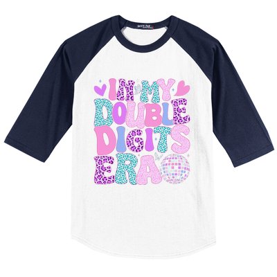 In My Double Digits Era Retro 10 Year Old 10th Birthday Girl Baseball Sleeve Shirt