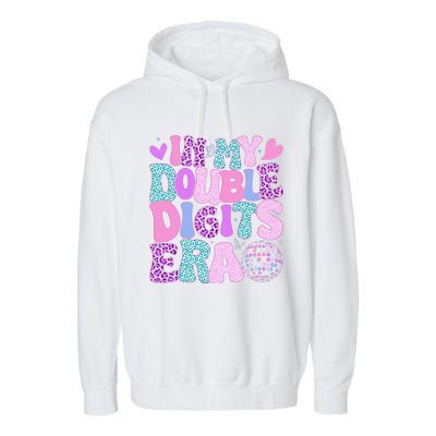 In My Double Digits Era Retro 10 Year Old 10th Birthday Girl Garment-Dyed Fleece Hoodie