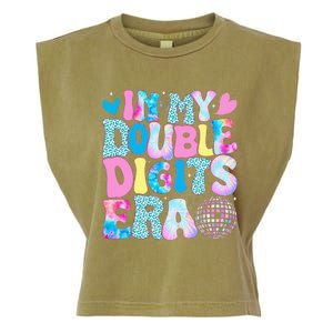 In My Double Digits Era Retro 10 Year Old 10th Birthday Girl Garment-Dyed Women's Muscle Tee