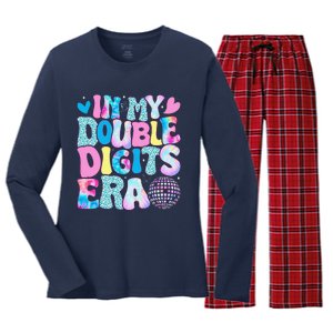 In My Double Digits Era Retro 10 Year Old 10th Birthday Girl Women's Long Sleeve Flannel Pajama Set 