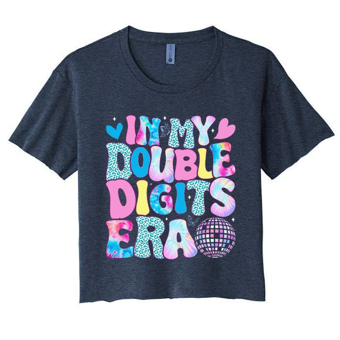 In My Double Digits Era Retro 10 Year Old 10th Birthday Girl Women's Crop Top Tee