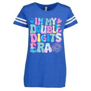 In My Double Digits Era Retro 10 Year Old 10th Birthday Girl Enza Ladies Jersey Football T-Shirt