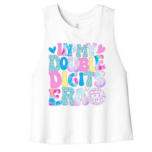 In My Double Digits Era Retro 10 Year Old 10th Birthday Girl Women's Racerback Cropped Tank