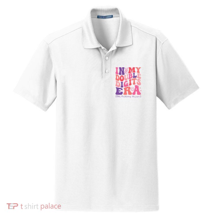 In My Double Digits Era 10th Birthday Dry Zone Grid Polo