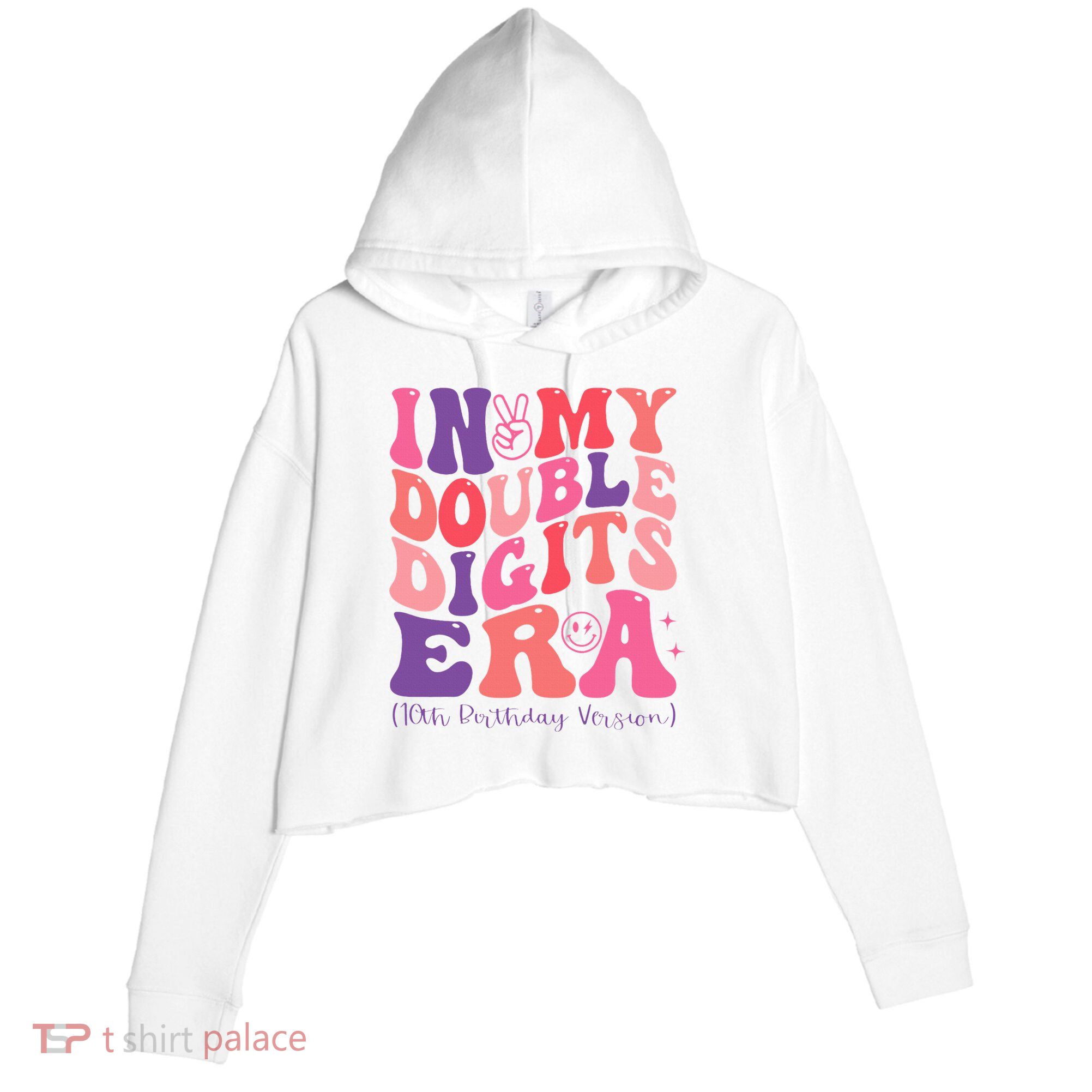 In My Double Digits Era 10th Birthday Crop Fleece Hoodie