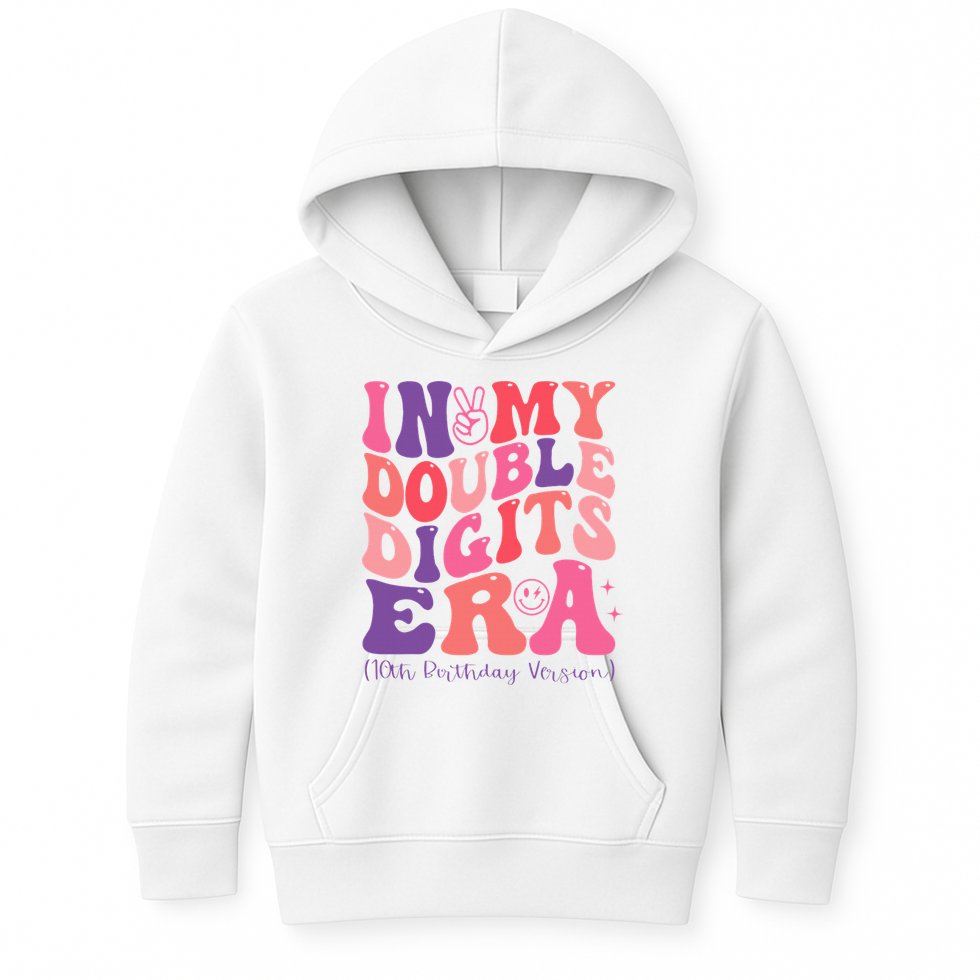 In My Double Digits Era 10th Birthday Kids Hoodie