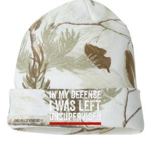 In My Defense I Was Left Unsupervised Funny Joke Kati Licensed 12" Camo Beanie