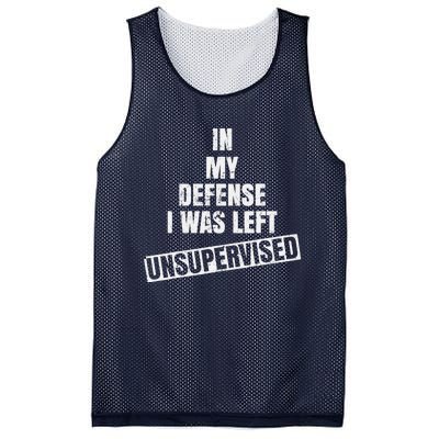 In My Defense I Was Left Unsupervised Funny Vintage Mesh Reversible Basketball Jersey Tank