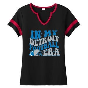 In My Detroit Football Era Sports Fan Ladies Halftime Notch Neck Tee