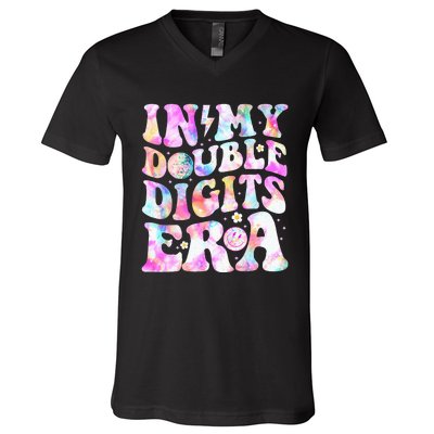 In My Double Digits Era Funny 10th Bday V-Neck T-Shirt