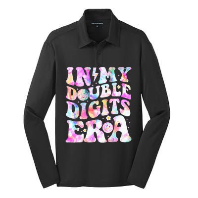 In My Double Digits Era Funny 10th Bday Silk Touch Performance Long Sleeve Polo