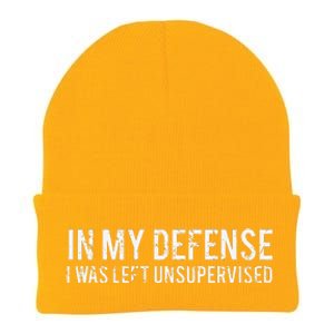 In My Defense I Was Left Unsupervised Cool Funny Knit Cap Winter Beanie